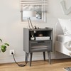 MMEOLUOOK Nightstand with Charging Station, Bedside Tables Grey End Table
