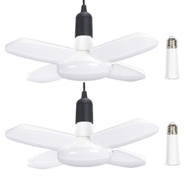 LED Garage Light 60W E26 LED Garage Ceiling Lights Deformable 6500K 6000LM Daylight White Garage LED Light with 4 Adjustable LED Panels, LED Shop Lights for Warehouse Workshop Basement Lights (2 PACK)