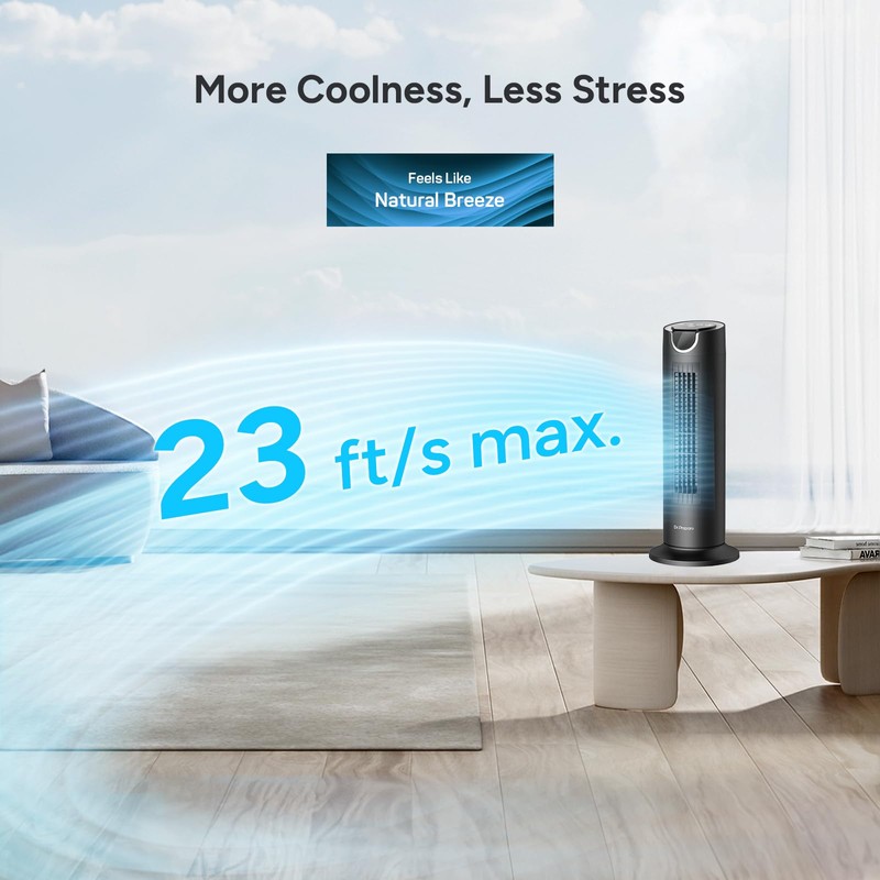 DR.PREPARE Tower Fan for Bedroom, 25 dB Quiet DC Bladeless