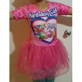 Shopkins NWT Shopkins Sparkly Pink Tutu Birthday Girls print Party Dress clothes Size 12