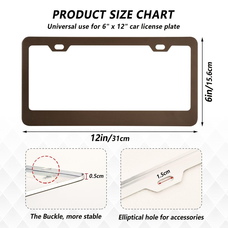 Msyxl 2PCS License Plate Frame Brown Blurred Rust-Proof Aluminum License