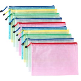 KOOSREEL A5 Zipper Document Bag PVC Document Folder 5 Colors Plastic Folder Storage Small Items Cosmetics Travel Accessories (10 Pack)