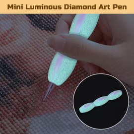 Snewvie Diamond Painting Pens Accessories Tools Set,1PCS Mini Luminous Diamond Art Pen and 5Pcs LightPink Metal Screw Thread Multi Placer Tips,Ergonomic Resin Diamond Painting Point Drill Pens