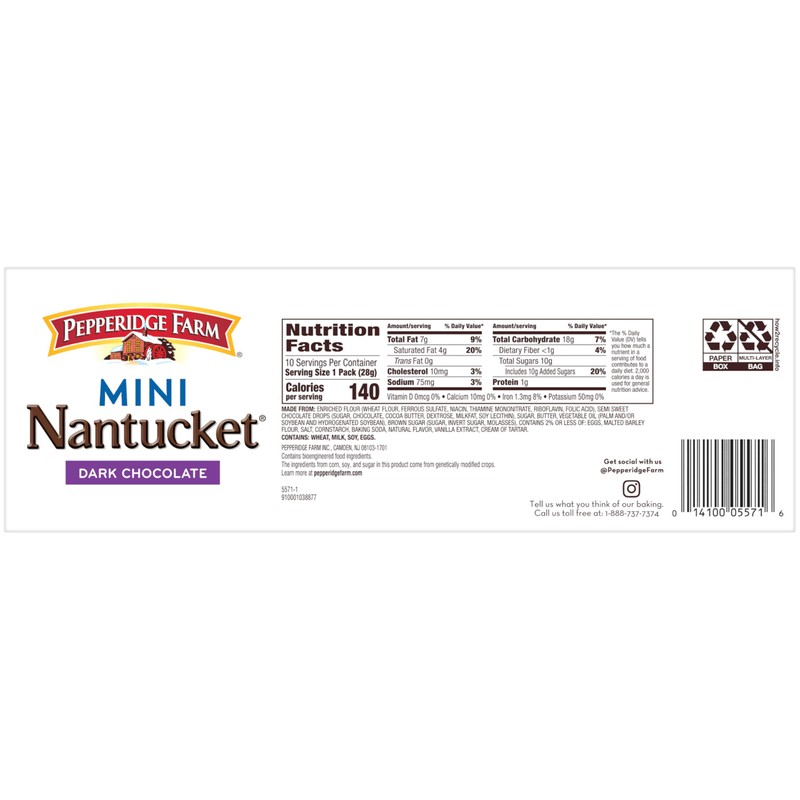 Pepperidge Farm Nantucket Mini Dark Chocolate Chip Cookies, 1 Oz