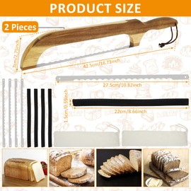 YMKWZ 2 Pack Bread Knife for Homemade Bread, Bread Bow Slicer 15.7" Ergonomic Wood Handle, Even Slicing Incisive Bow Bread Knife With Detachable Stainless Steel Blade for Sourdough Bread