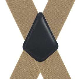 Moulen Men's X-Back 2 Inches Wide Heavy Duty Clips Adjustable Suspenders, Tan