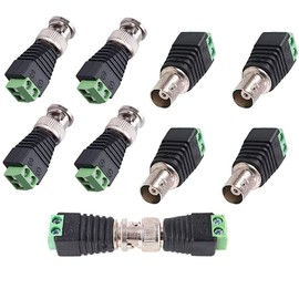 BNC Male and Female Plug Screw Terminal Connector, BNC to Cat5e Adapter Male Connectors and Solderless Female Video Balun Connector, for CCTV Surveillance Camera Terminal Plug - (10 Pcs)