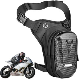 Motorcycle Leg Bag, Leg Bag for Men and Women, Waterproof Leg Bag, Sports Belt Bag, Reflective, Adjustable Waist Belt, Belt Bag for Running, Cycling, Motorcycle, Sports, Black
