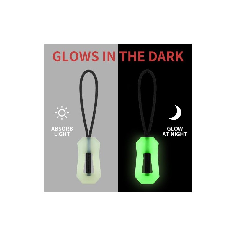 Mecool 20Pcs Glow‑in‑the‑Dark Zipper Pulls Luminous Zipper Puller Head