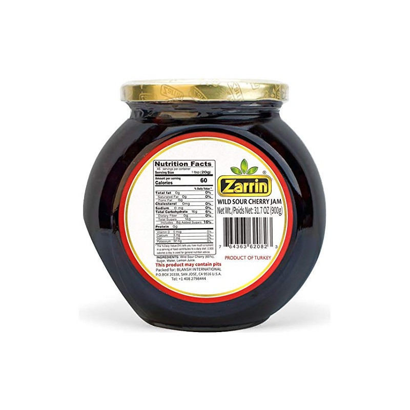Zarrin - Wild Sour Cherry Preserve, 31.7 oz (900g), Contains