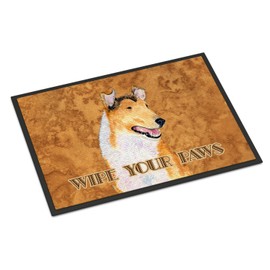 Caroline's Treasures SS4903MAT Collie Smooth Wipe Your Paws Doormat 18x27 Front Door Mat Indoor Outdoor Rugs for Entryway, Non Slip Washable Low Pile, 18H X 27W