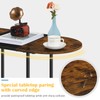 Small Round Coffee Table, 2-Tier Oval Center Table with Storage