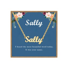 Ldurian Custom Name Necklace | Sally Name Pendant Necklace Gifts | Birthday Jewelry Gift for Women's Pendant Necklaces