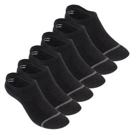 Footstar Women's and Men's Functional Socks (6 or 12 Pairs) Invisible with Terry Cloth Sole, 6 Pairs Black