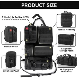 Unbranded Universal Car Seat Back Molle Panel Organizer with 5 Detachable Molle Pouches