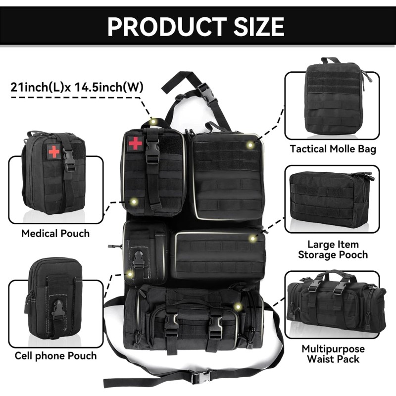 Unbranded Universal Car Seat Back Molle Panel Organizer with 5