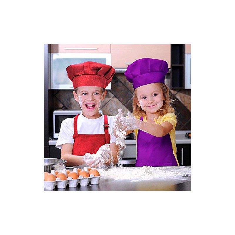Falygda 4 Children's Apron and Chef Hat Sets, Adjustable, with