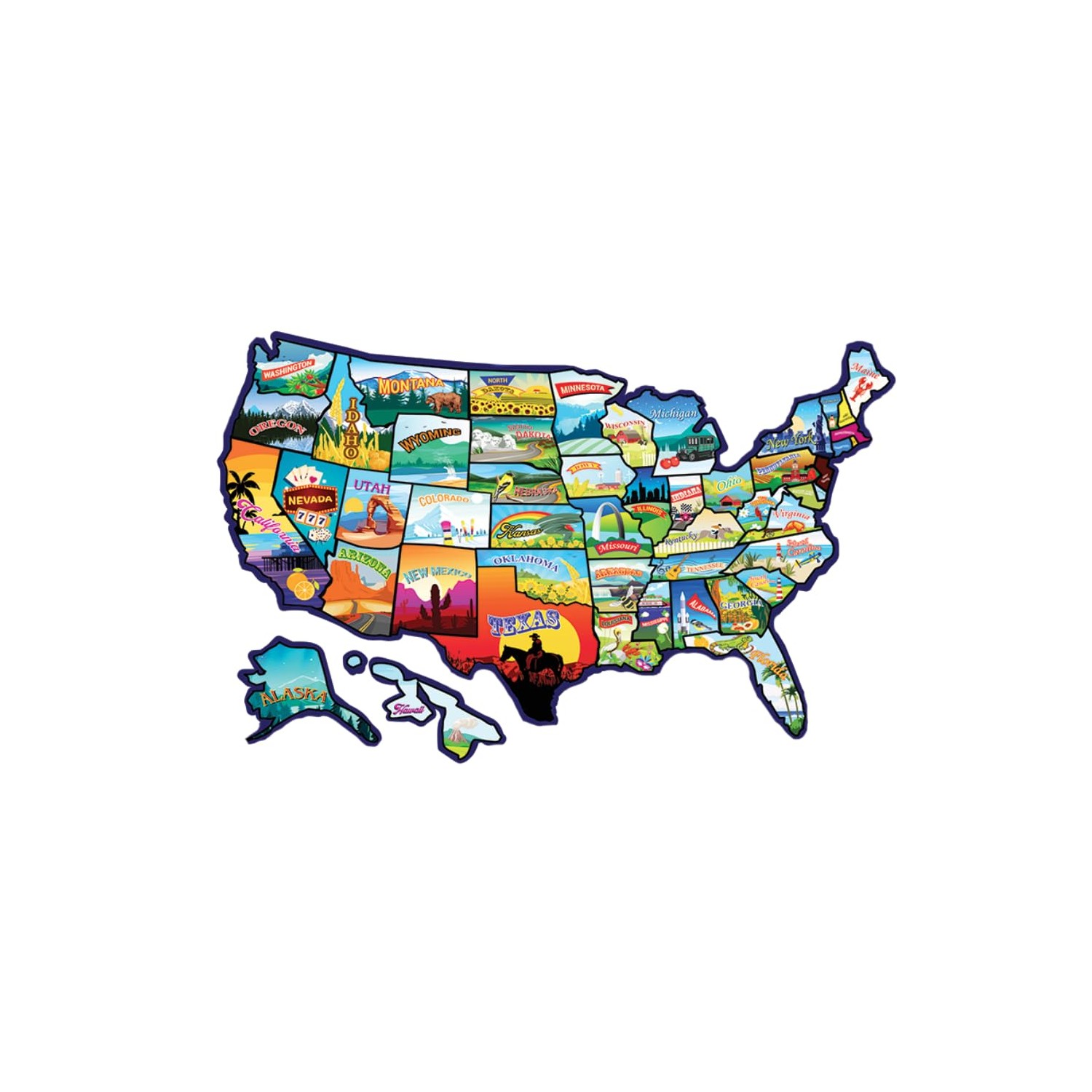 RV State Sticker Travel Map - 17 x 11 inch Large USA Decal with 50 ...