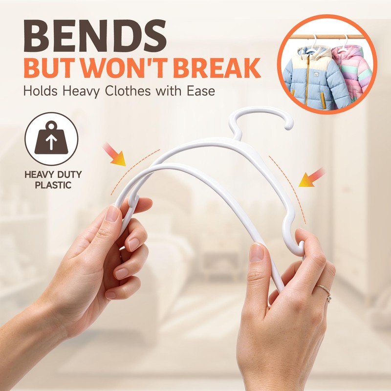 Baseca Kids Plastic Hangers 30 Pack, White Baby & Toddler