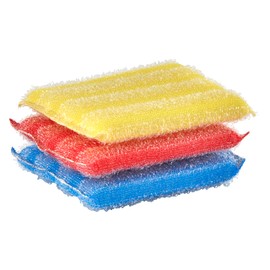 Nylon Kitchen Sponge Scrubber, Heavy Duty, Hand Friendly Scouring Sponge for Sink, Pot, Dish Washing Scrubber Non-Scratch, Kosher Sponge,6 Pack, Blue-Red/Pink-Yellow by Superio…