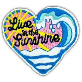 AAVEDGE Beach Iron On Patches, Waves & Sun Embroidered Jean patches, LIVE IN SUNSHINE Blue Ocean Holiday Sew On Patch Applique Beach Patches Iron On for Clothes, Vest Jackets, Jeans, Backpacks & Hats.