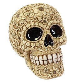 Something Different Wholesale Natural Floral Skull Money Box, White