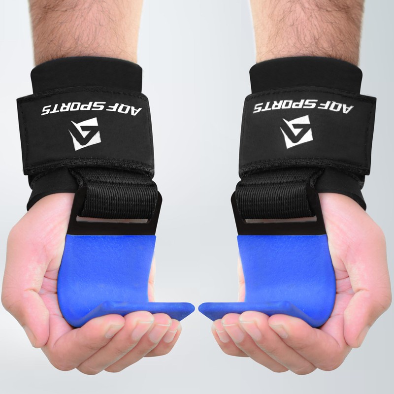 AQF Weight Lifting Hooks Straps, Non-Slip Rubber Coating Grips 8mm