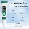 5-in-1 Water Quality Tester - TDS/PH/Temp/Salt/EC Meter - High-Precision Chip