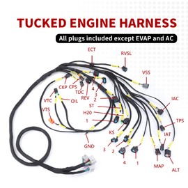 Nakkaa Tucked Engine Harness Compatible with 2002-2004 RSX Type S/Base 2001-2005 Civic Si K-Swap Integra CRX EK EG K20 K24 K-Series EP3 Type S / K24 Swap