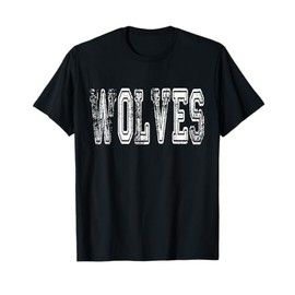 Wolves Mascot Distressed Vintage School Sports Name Fans T-Shirt