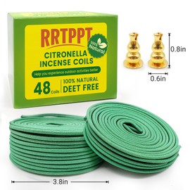 RRTPPT Citronella Incense coils, Made from Natural Plants, Suitable for Outdoors, Indoors, by The Pool, in The Yard, 48 coils and 2 Coil Holders.