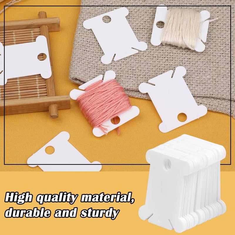 Plastic Floss Bobbins, 150 Plastic Bobbins(White), Embroidery Floss Cards for