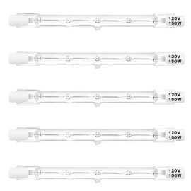 R7S Halogen Bulbs 150W Dimmable 120V 118mm T3 J Type Floodlight Bulb with Long Lifespan, 2700K Warm White Linear Double Ended Light Bulbs for Work, Security, Landscape Lights, Floor Lamps, 5 Pack