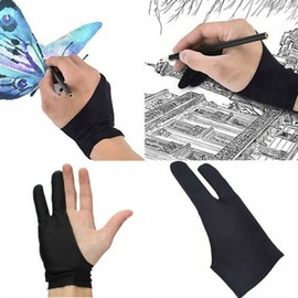 Unbranded Two Finger Anti-fouling Glove Drawing & Pen Graphic Tablet Pad For Artist Black