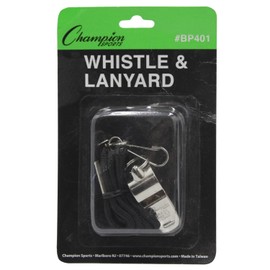 Champion Sports Metal Whistle with Lanyard - 12 Pack