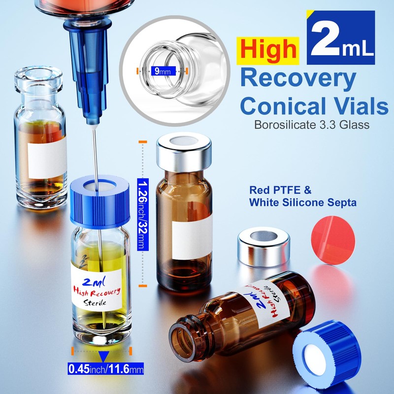 Biomed Solutions High Recovery Vial with 9-425 Screw Cap,Sterile Borosilicate