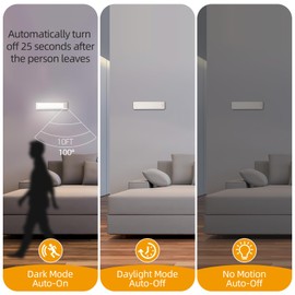 Dawnrise Under Cabinet Lights,7.8inch Motion Sensor Closet Light Indoor with Hook,Rechargeable Portable Lighting for Kitchen,Wardrobe,Closet,Bedroom,Cabinet,Storage Room,Utility Room (6000K)