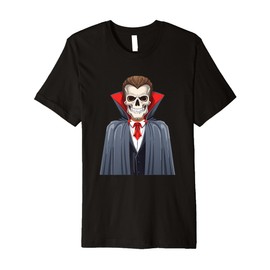 Funny Spooky Dracula Skeleton Costume Vampire Graphic Premium T-Shirt