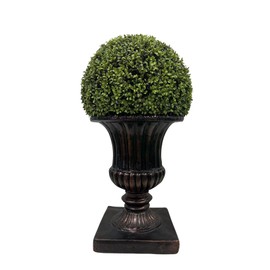 Dithoko 32" Ball Topiary in Brown Pedestal Pot, Artificial Faux Plant for Indoor and Outdoor