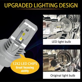 DAYWALKER H4 LED Motorcycle Light Bulb Hi/Lo Beam 9003 Bulb 6000 Lumens White 6000k CSP Chips H4 Bulb 1:1 Design（Pack of 1