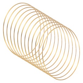 M METERXITY 12-Pack Dream Catcher Rings,7.9 Inch Metal Macrame Wreath Floral Round Rings Crafts Hoop for DIY Wedding Wreath/Wall Hanging Crafts/Christmas Decor[Gold]