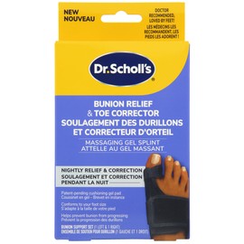 Dr. Scholl's BUNION RELIEF & TOE CORRECTOR // Massaging Gel Bunion Splint & Big Toe Straightener - Bunion Corrector for Women & Men - Bunion Pads for Bunion Relief, 1 support set (left & right)