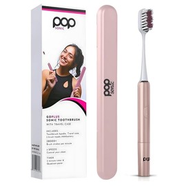 Pop Sonic Go Plus Travel Electric Toothbrush (Rose Gold) | 2 Speeds w/ 18000-24000 Vibrations Per Minute - The Ultimate Set | 8+ Colors to Choose from