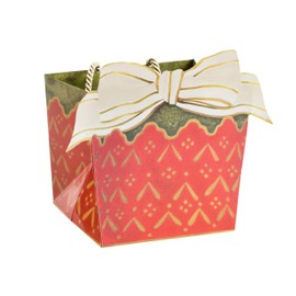 Caspari Red & Ivory Ribbon Small Cachepot Potted Plant Gift Box - 1 Each