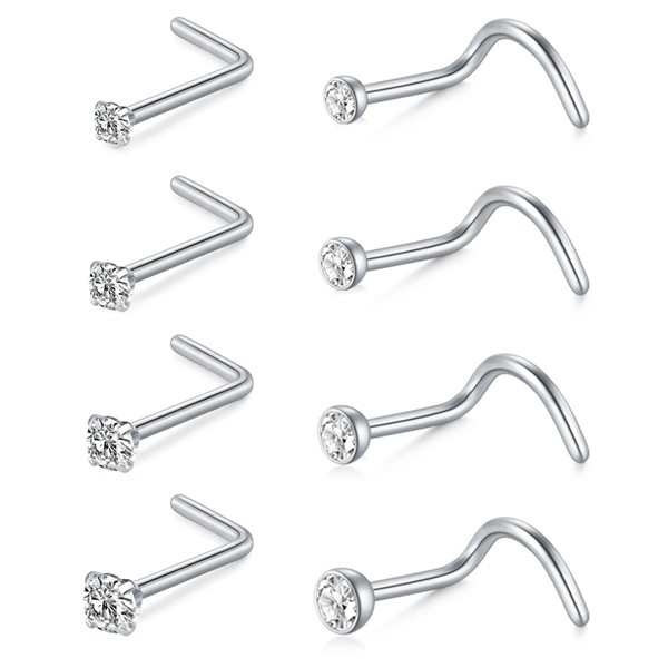 Zolure Nose Rings Studs for Women Surgical Steel Threadless L