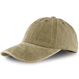 Yazikisa Washed Plain Baseball Cap Retro Distressed Dad Hat Unisex Adjustable Golf Caps Cotton Trucker Hats Back Strap Classic Low Profile Men Women Fitness Running Workouts Khaki