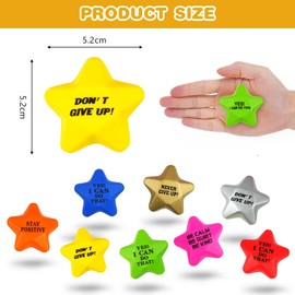Ainiv Star Funny Motivational Stress Balls, 24 PCS Anti-Stress Balls for Adults, Mini Fun Star Shape Sensory Stress Ball for Kids and Adults, Hand Exercise Stress Relief Balls Toys for Anxiety Stress