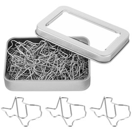 AmazingSpark 60 Pcs Texas State Shaped Paper Clips Silver Cute Decorative Paperclips Bookmark Texas Souvenirs Gift for Office School Supplies Teacher Coworker Personal Use Desk Organizing Accessories