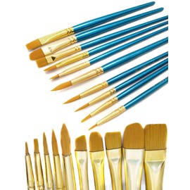 HOMETOOLS.EU® Set of 20 Watercolour Paint Brushes with Wooden Handle, Blue