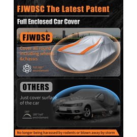 FJWDSC Full Enclosed Sliver Car Cover Universal Fit for CRV,RAV4,Rogue,CX5/CX30,Forester/Crosstrek,Lexus NX/UX,Tiguan,Escape,Tucson,X1/X2,GLA/GLB, XT4/GT4,Audi Q3,Vibe/Aztek,Prius/Civic Hatchback